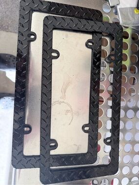 Black Diamond-Pattern License Plate Frame - Set of 2